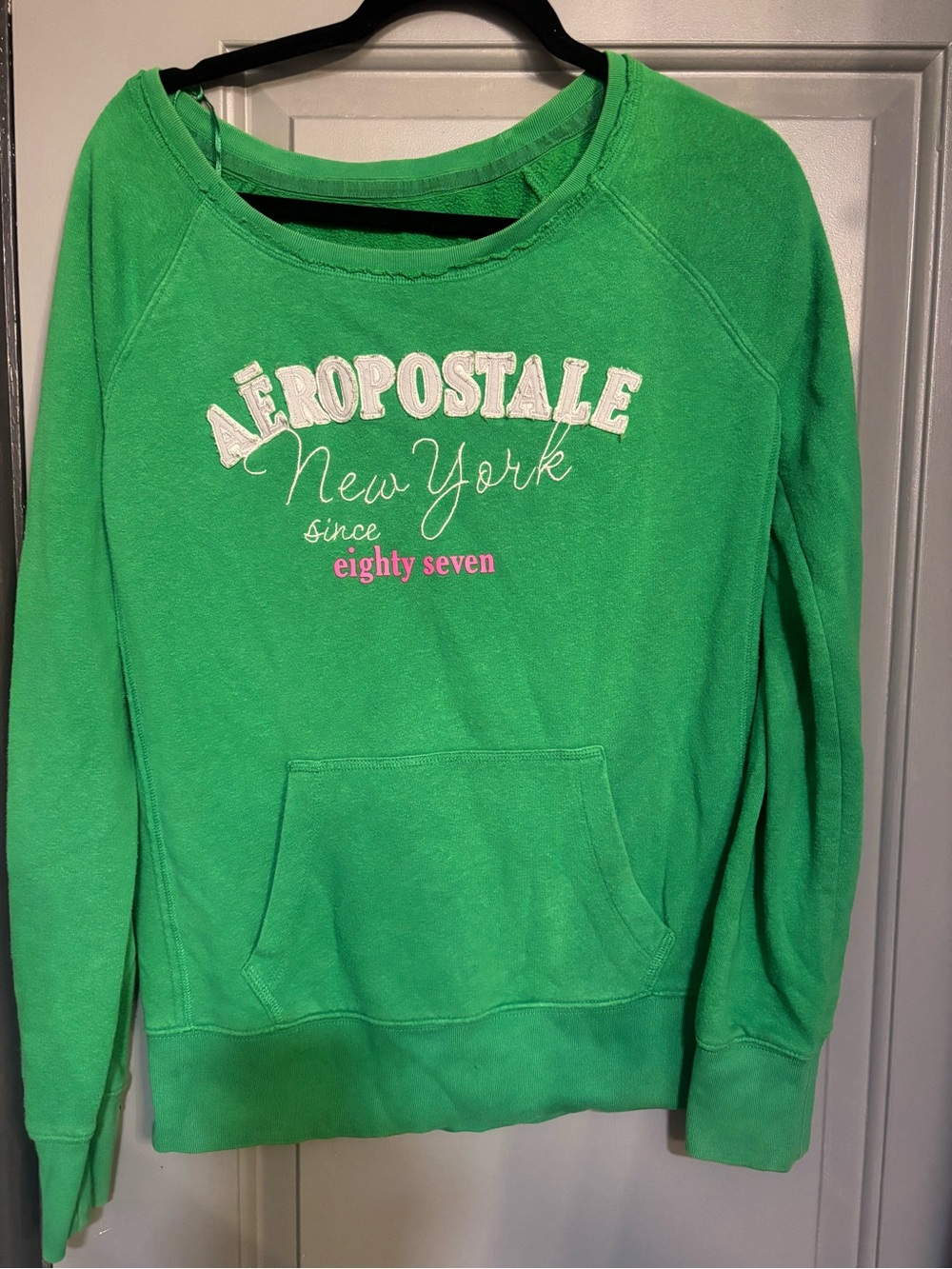 Y2K Aeropostale Green New York Crewneck Sweatshirt Size Large